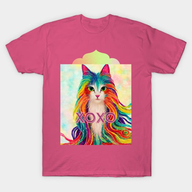 XOXO (hugs and kisses) long haired cat T-Shirt by PersianFMts